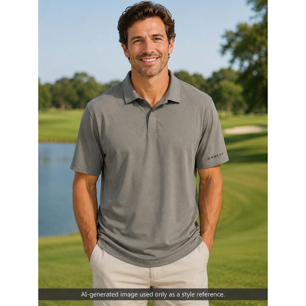 Oakley Hydrolix Men’s Solid Gray Knit Short Sleeve Polo Logo Regular Fit M